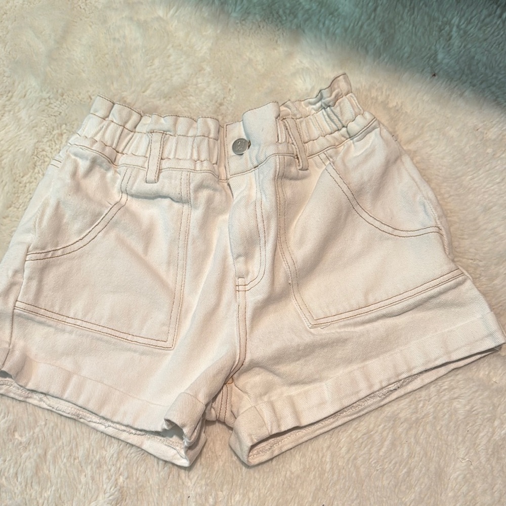12th Tribe Cream Ruffled Shorts